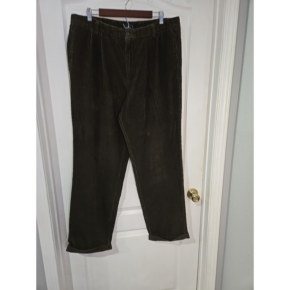 Mens Levi DOCKERS Brown Corduroy Pants 38x34 (37x33) Retro Y2K Cuffed, Pleated - Picture 1 of 11